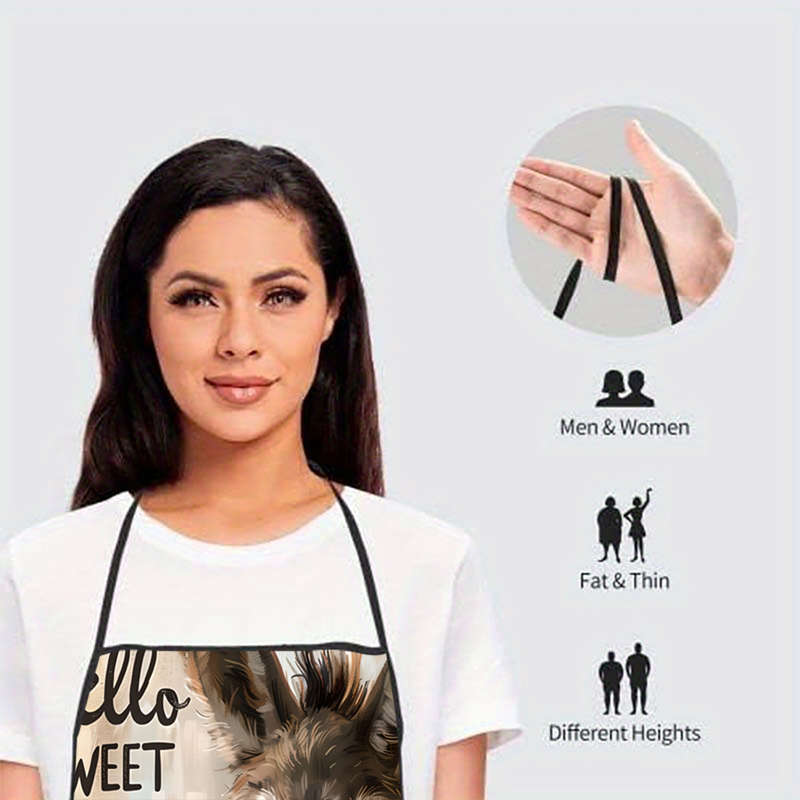 1pc Chic Donkey Print Sleeveless Polyester Apron for Cooking Baking Kitchen Use Durable Styl