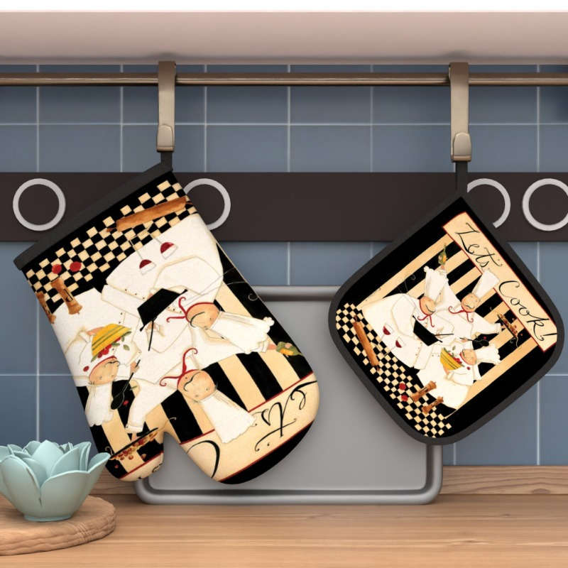 2pcs 26.92x17.02 cm Heat Resistant Oven Mitts And Potholders