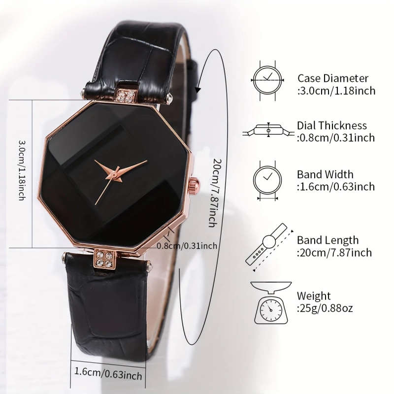 5pcs set Women's Fashion Rhombus Dial Quartz Watch Bracelet Set Does Not Include Watch Box