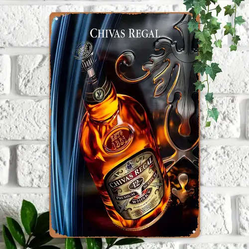 1pc 2D Flat Vintage Chivas Regal Aluminum Metal Sign 3D Artwork Waterproof Dustproof Rustic Wall Dec
