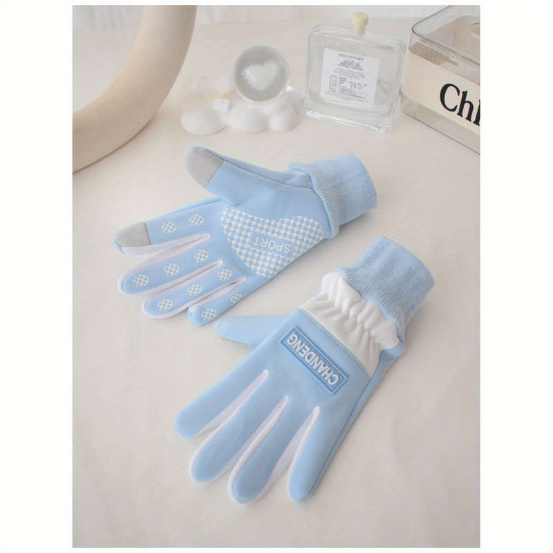 1 Pair Gray Recommended For Ages 7 To 15 Years Old Warm Gloves