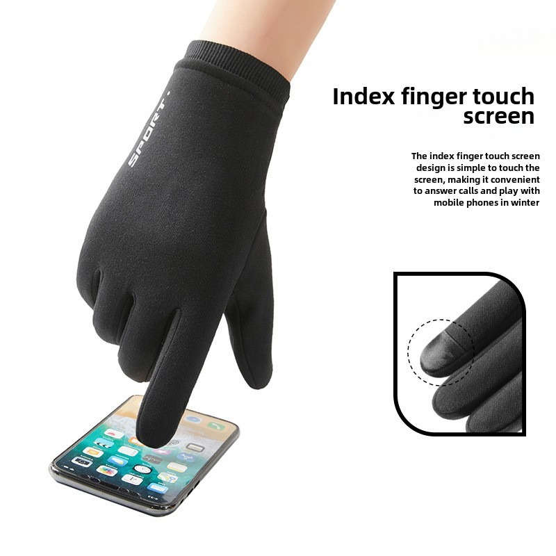 1 Pair Khaki One Size Warm Gloves