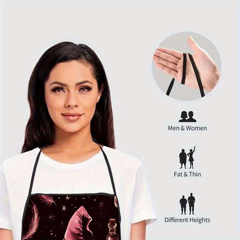 1pc Magic Hat Print Sleeveless Polyester Apron Perfect for Cooking Baking Kitchen Tasks