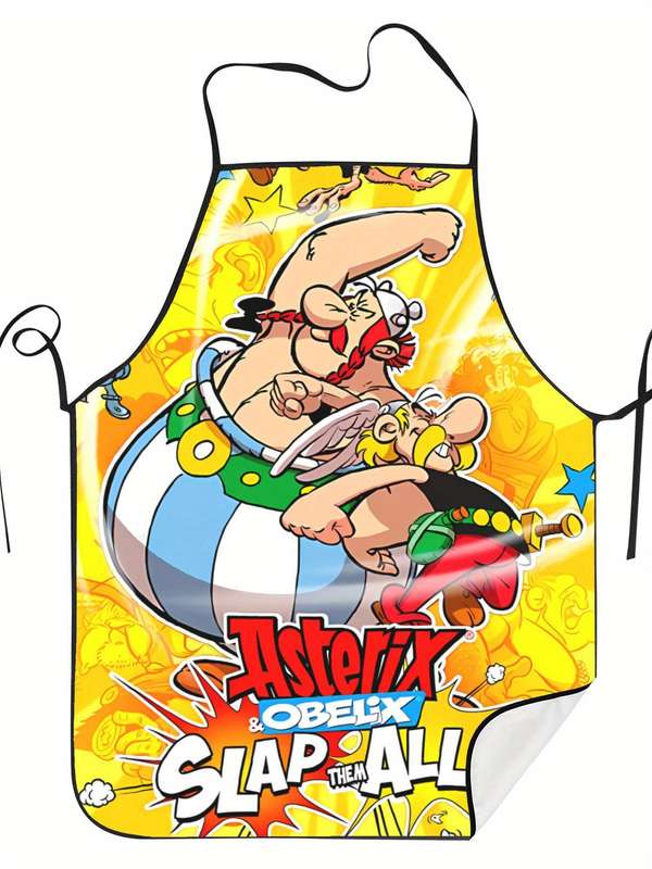 1pc BIIHUDU Anime Apron for Men Women Retro Style Astrix Oblix Graphic Print Durable Kitch