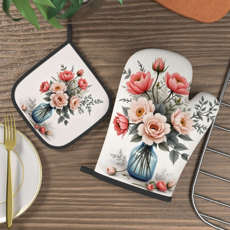 2pcs 26.92x17.02 cm Heat Resistant Oven Mitts And Potholders