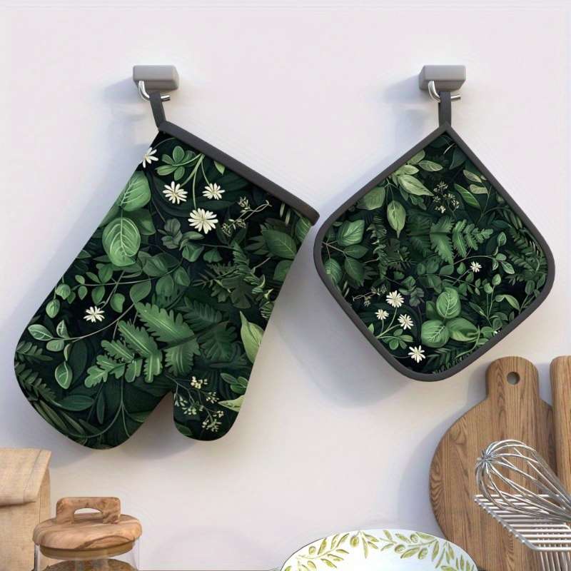 2pcs 26.92x17.02 cm Heat Resistant Oven Mitts And Potholders