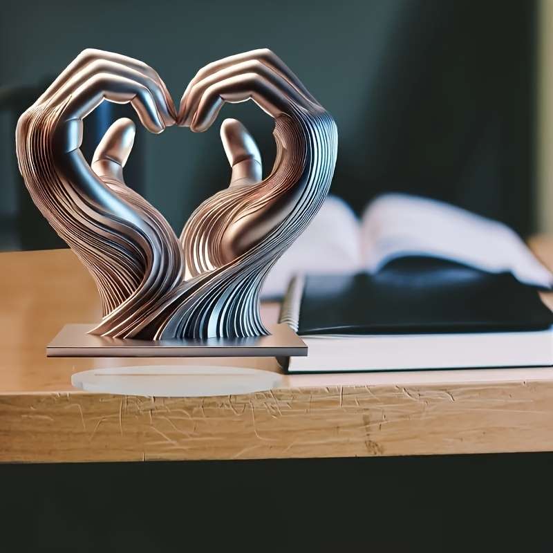 1pc 2D Flat    Acrylic Charming Acrylic Hand and Heart Table Sculpture with Base Acrylic Ta