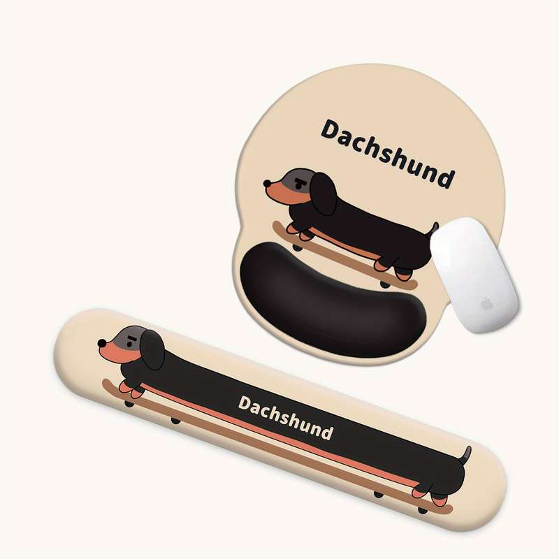 1pc Cute Dachshund Anime Wrist Rest Mouse Pad Thick Non-Slip Rubber Base Stylish Offi