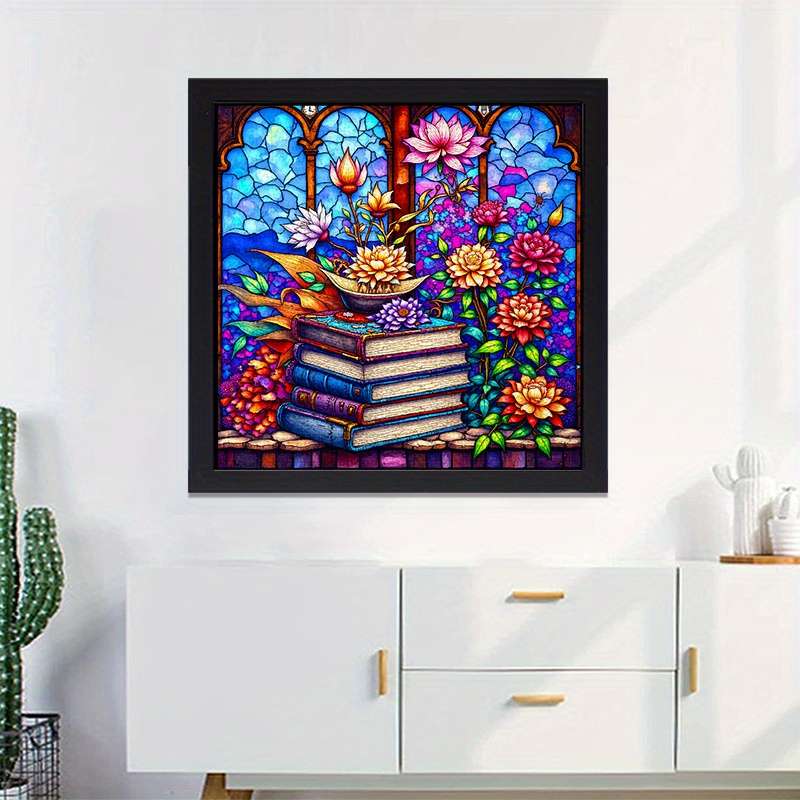 1000pcs Stained Glass Book Stack Jigsaw Puzzle for Adults Advanced Level Anti-Scr