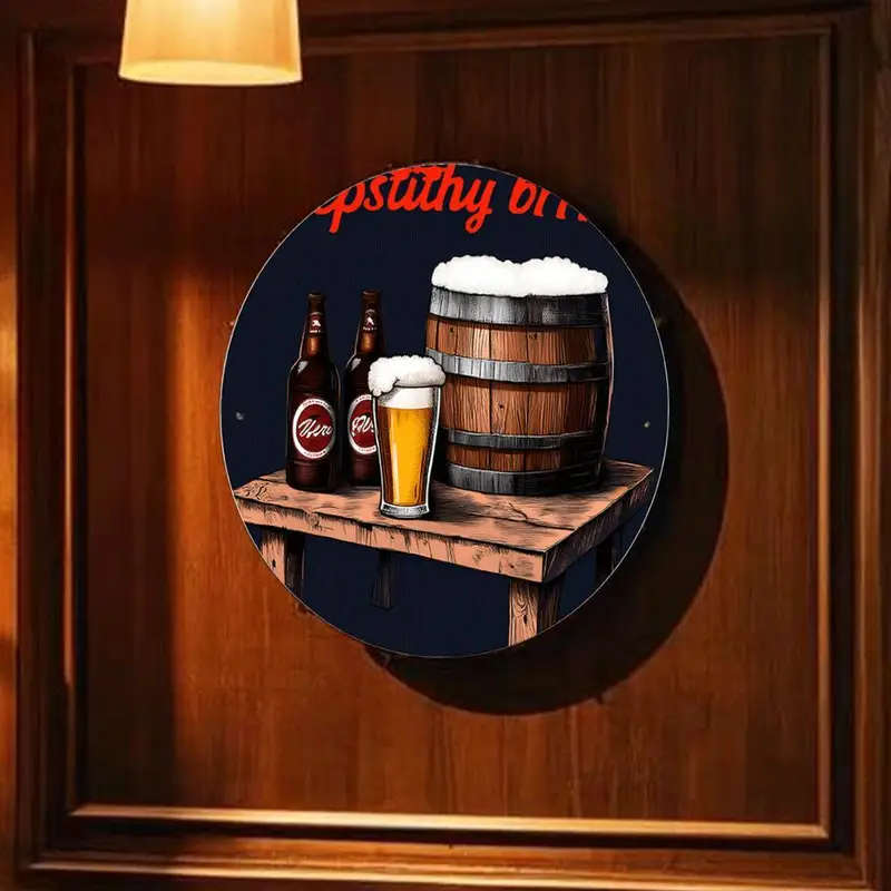 1pc Room Decor A Vintage Wooden Barrel And Wine Glass Themed Humorous Text Art Sign Featuring a Humo