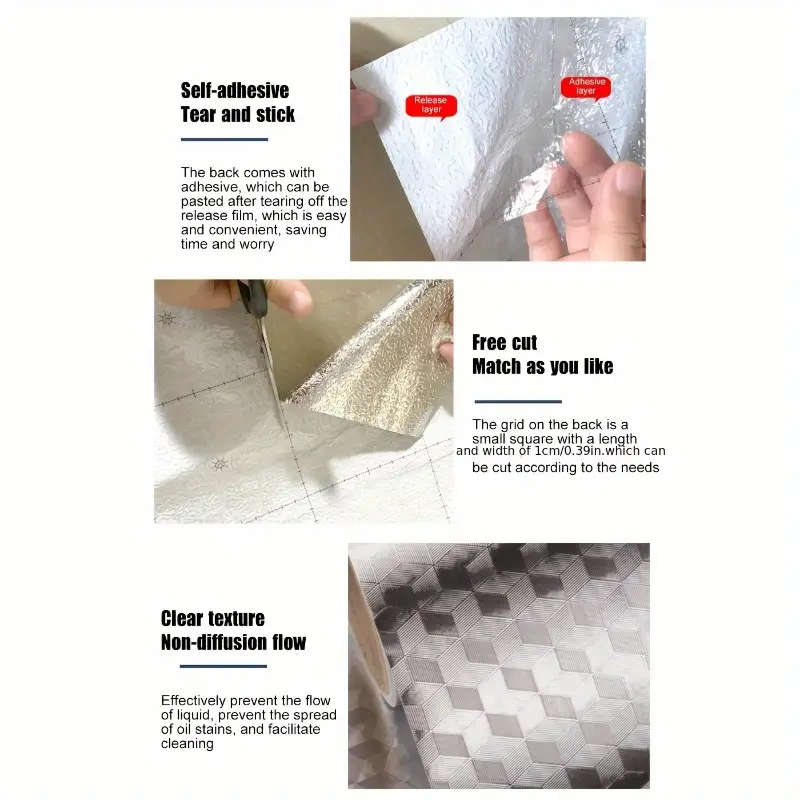 1 Roll Of Waterproof And Oil-Proof Kitchen Stickers 40cm*100cm