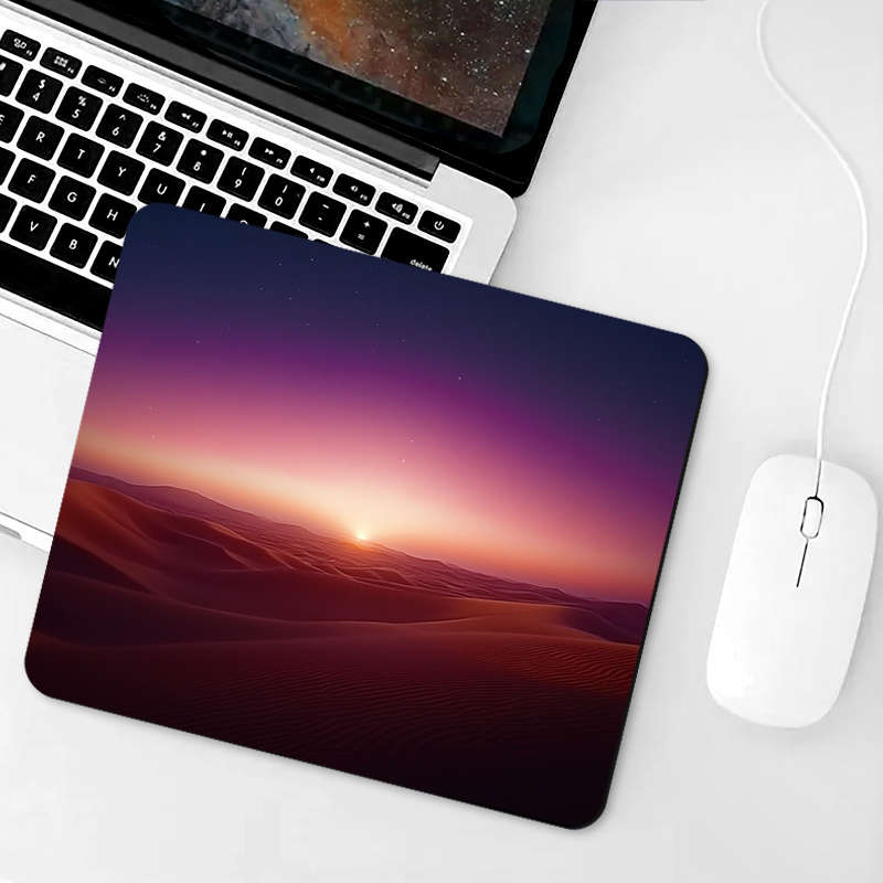 1pc New Desert 8 Printed Pattern Mouse Pad Rubber Anti-Slip Portable Mini Laptop