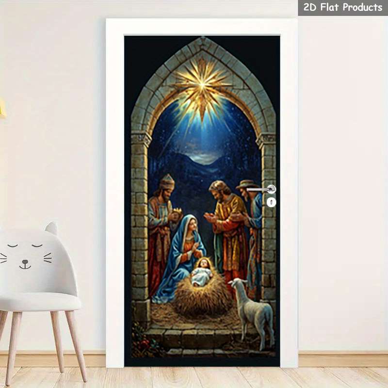 1pc 95.0x209.8cm Jesus Christian Themed Stickers