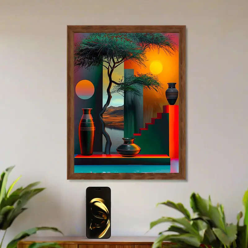 1pc An Abstract African-Themed Canvas Art Piece Without a Frame Measuring 30.48X40.64 cm Featuring T