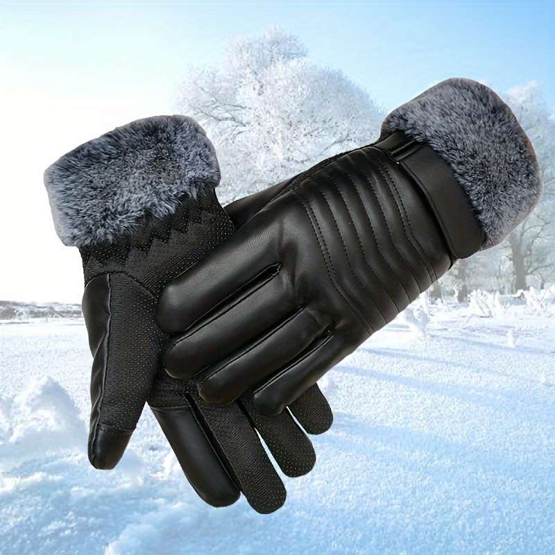 1 Pair Black Warm Gloves