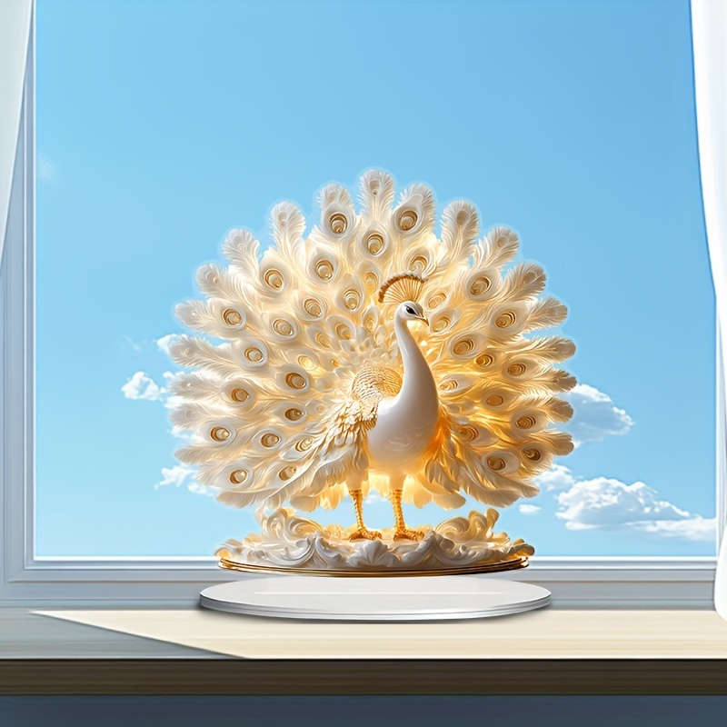 1pc 2D Flat   Elegant White Parrot Acrylic Decor with Bohemian Style Base Ideal for Home Off