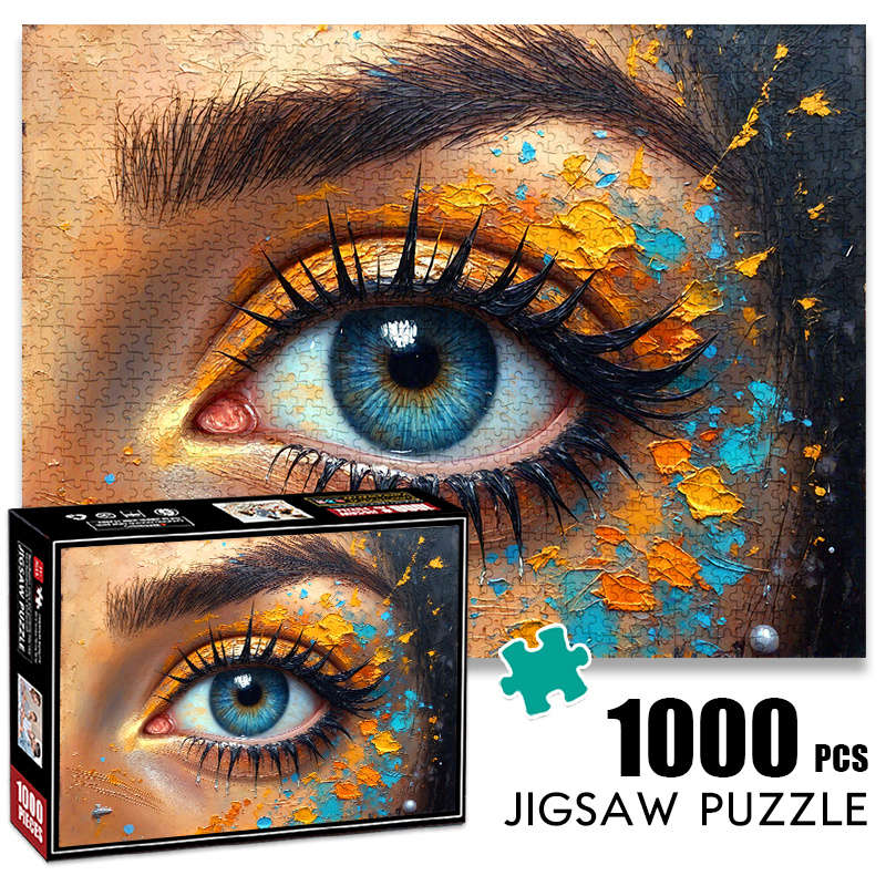 1000pcs Vibrant Eye Design Jigsaw Puzzle Scratch Water Resistant Advanced DIY Br