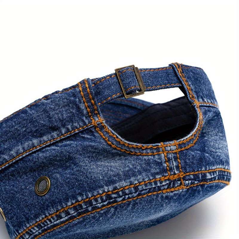 1pc Men'S and Women'S Stylish Denim Baseball Cap with Adjustable Snap Closure Cotton Blend Sun P