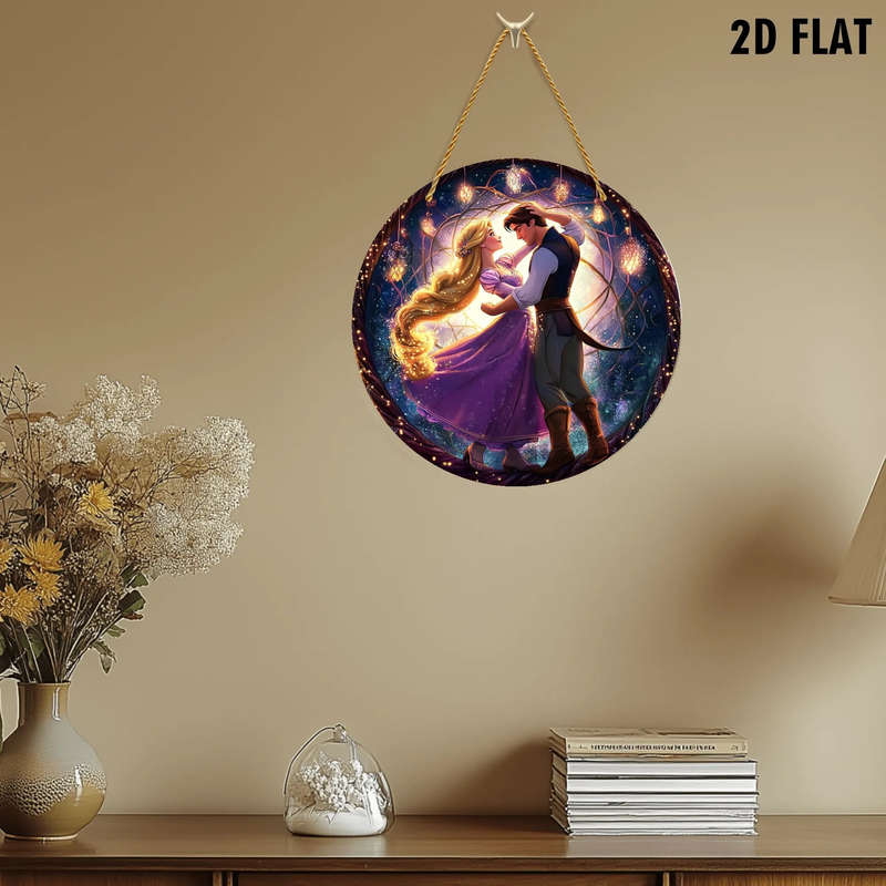 1pc 2D Flat   Disney Rapunzel Flynn Rider  Acrylic Wall Art Magical Night Sky Design with