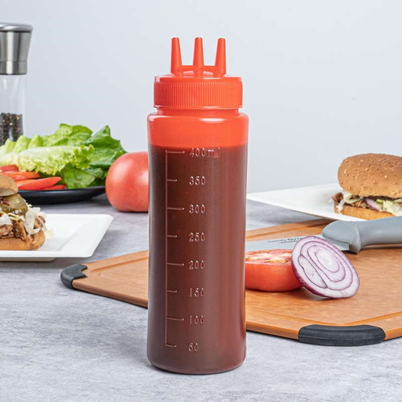 2pcs Multi-Color Squeeze Bottles for Sauces Oils Kitchen Condiment Dispensers with Measurem