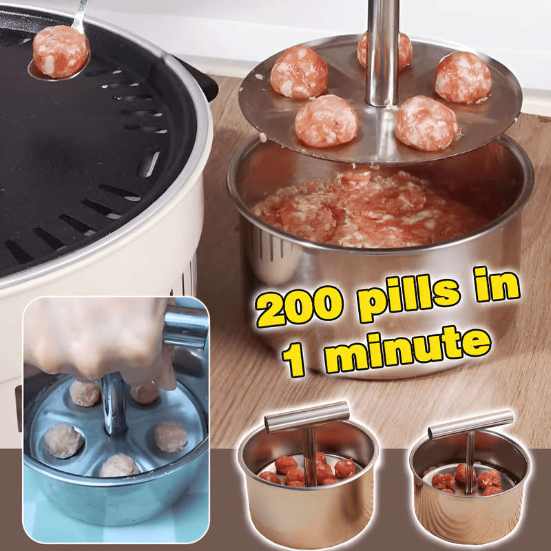 1pc 6-Hole Stainless Steel Meatball Maker Tool Quick Easy DIY Meatballs Fish Balls Cookie