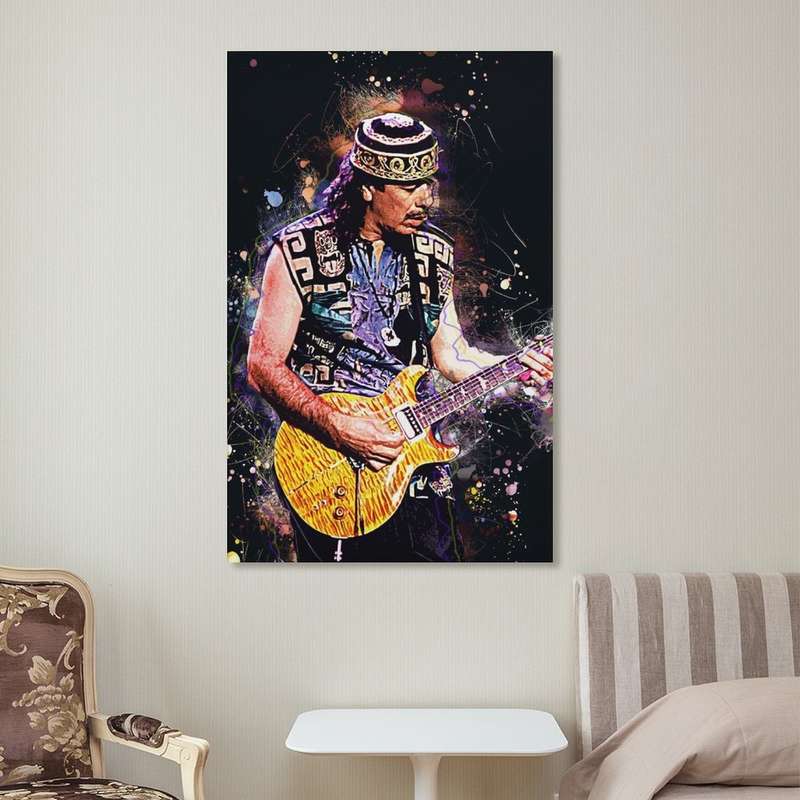 1pc Satin-Finish Carlos Santana Poster Modern Art Print on Silk Fabric Wall Decor for Living Roo