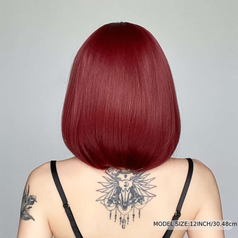 1Pc Burgundy 30.48cm Fashion Design Wig