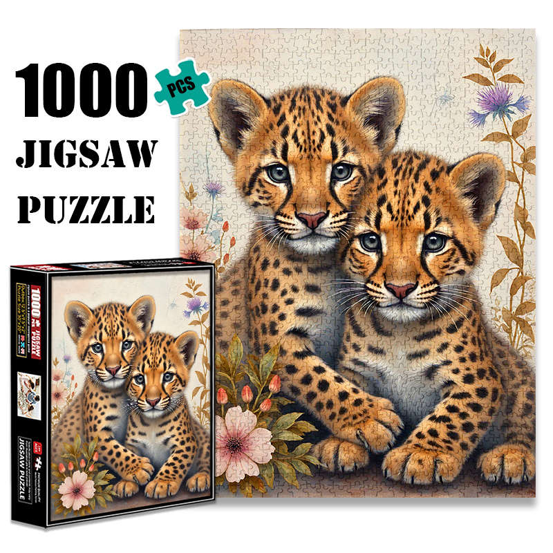 1000pcs Leopard Brothers Jigsaw Puzzle Premium Paper Anti-Scratch Waterproof Ch