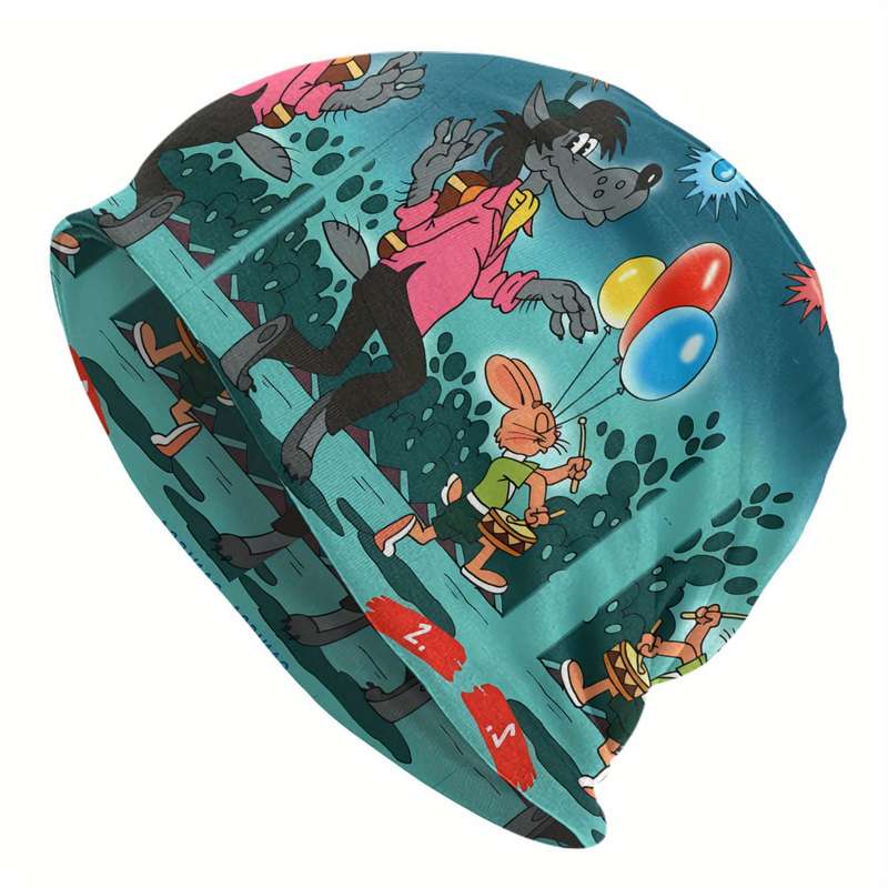 1pc BIIHUDU Men'S Wolf Rabbit Beanie Caps Polyester 95% Elastane 5% Funky Fashion Knitting for