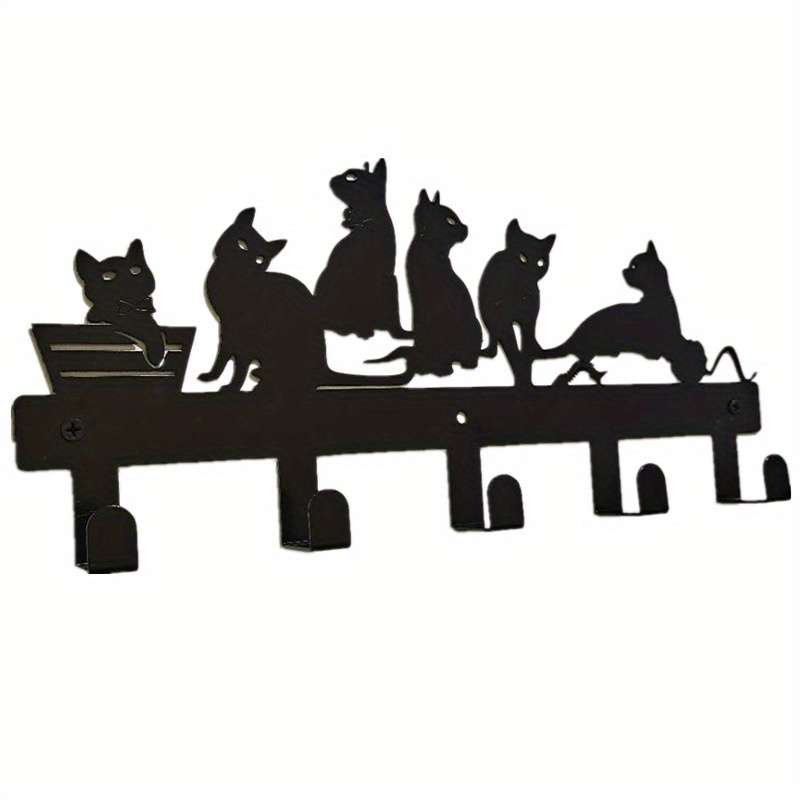 1pc Cat-Themed Wall-Mounted Coat Rack HolderMulti-Purpose Iron Hooks for Coats Hats KeysEasy