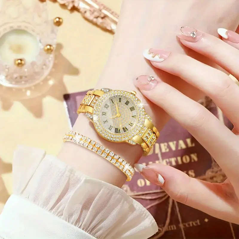 Elegant 1Piece Mscxdk Womens Round Quartz Watch And 6Piece Jewelry Set