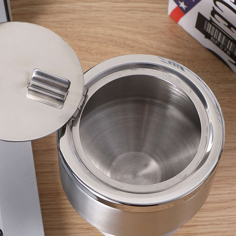 1pc Stainless Steel Ashtray with Lid and Base Durable Hotel Quality Ashtray for Home and Outdoor U