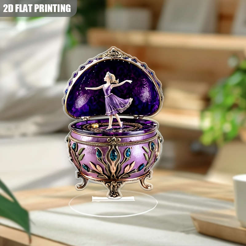 1pc 2D Flat    Acrylic Music Box Decorative Ornament with Charming Dancing Elf Design Re