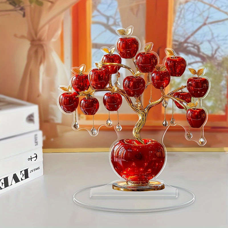 1pc 2D Flat  Cute  Acrylic Apple Tree Desktop Decoration Amazing Collectible Perfect for R