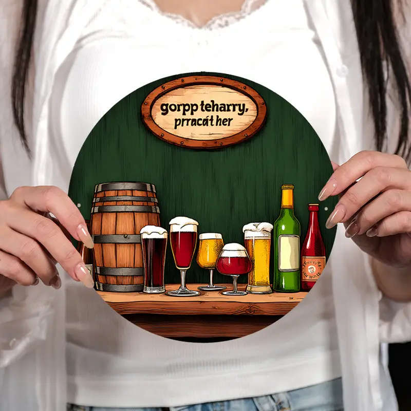 1pc Room Decor Vintage Round Metal Sign 19.81cm Aluminum Wall Art Waterproof Rust-Resistant Bar Deco