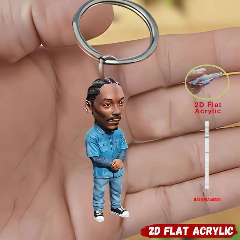 1pc 2D Flat   6pcs Rapper Acrylic Keychain Suitable for Backpack And Car Key Decorat