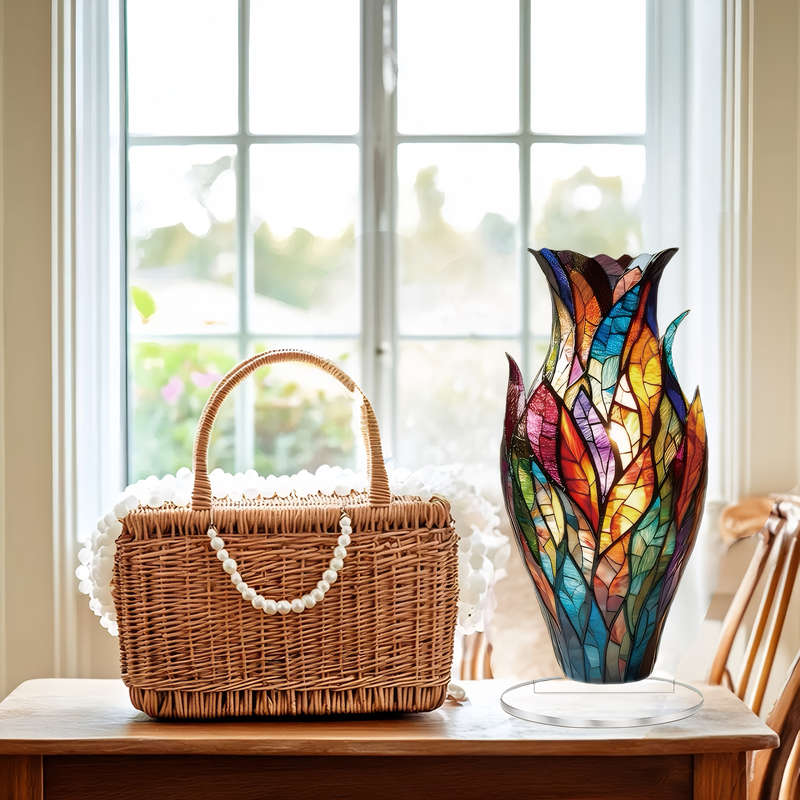 1pc 2D Flat  Elegant Multi-Color Acrylic Vase  Decorative Art Style Versatile Flower Design S