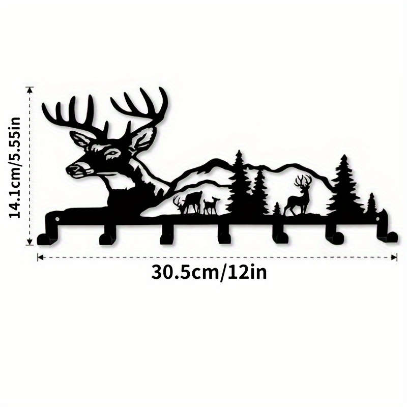 Room Decor 1pc Rustic Iron Deer Silhouette Wall Hanging Key Holder with HooksDurable Metal Key Or