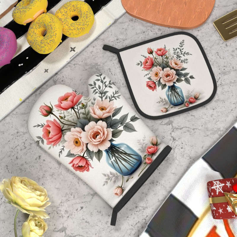 2pcs 26.92x17.02 cm Heat Resistant Oven Mitts And Potholders