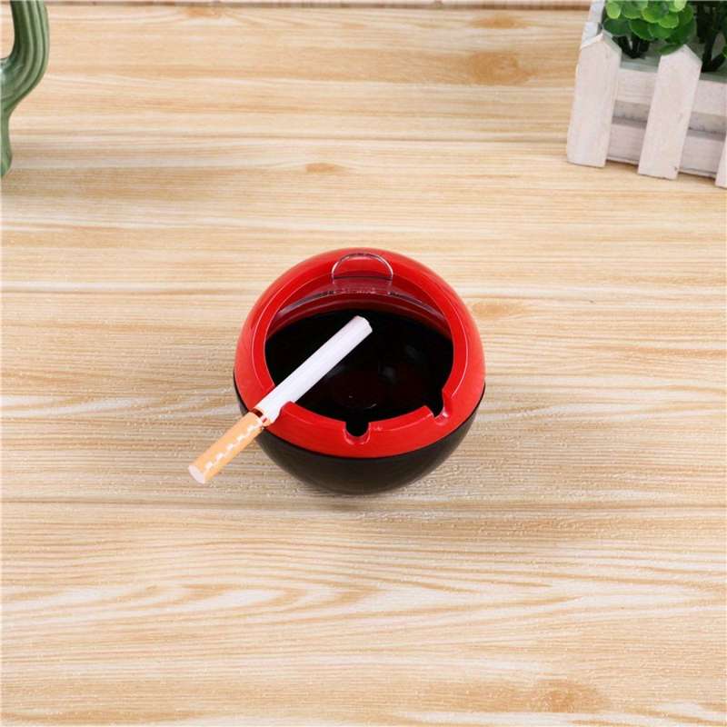 1pc Plastic Fireproof and Windproof Ashtray Home Decorative Spherical Ashtray Household PP Plasti