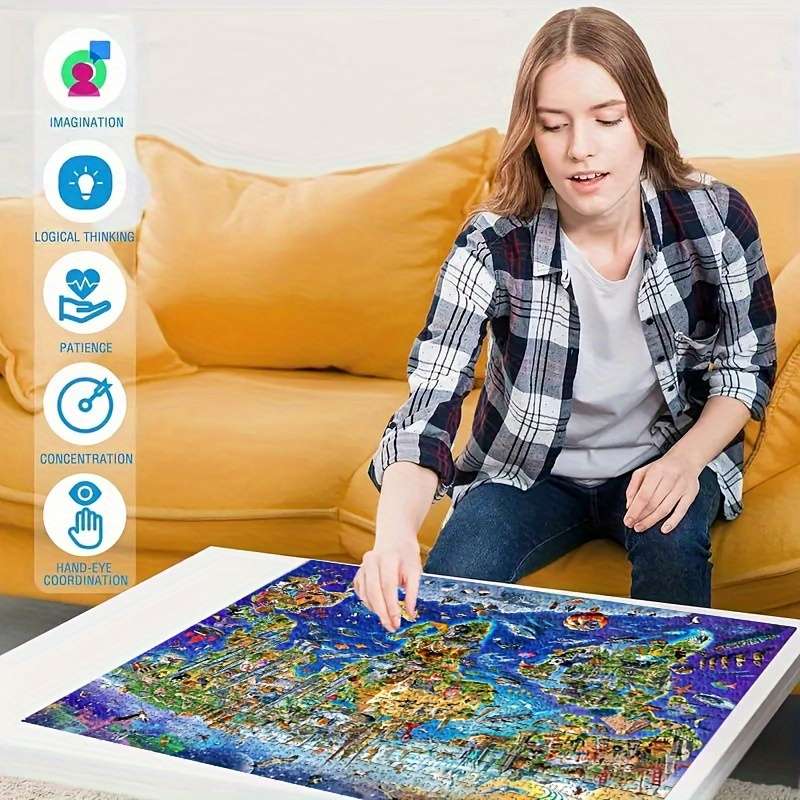 1000pcs World Landmarks Jigsaw Puzzle Large 50.04x70.1cm Dustproof Paper Puzzle Id