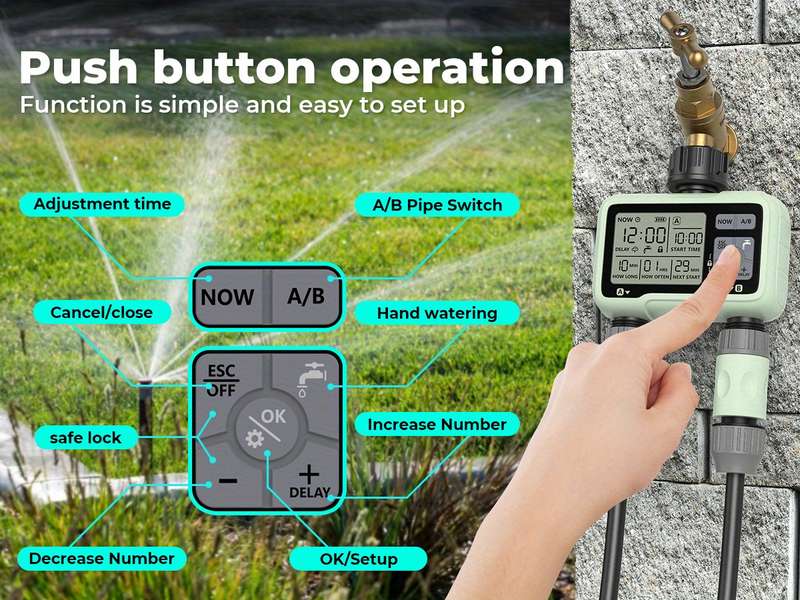 1Pc Timing System 2 Outlet Water Timer Watering Up
