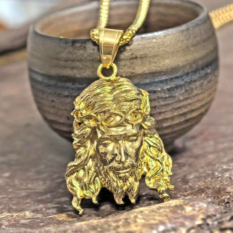 1 Piece Golden Jesus Theme Pendant