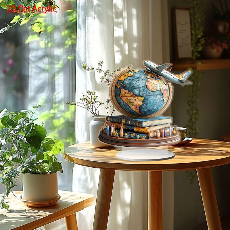 1pc 2D Flat   Bohemian Airplane Model  Acrylic Desktop Decorative Sign Multipurpose Home Pa