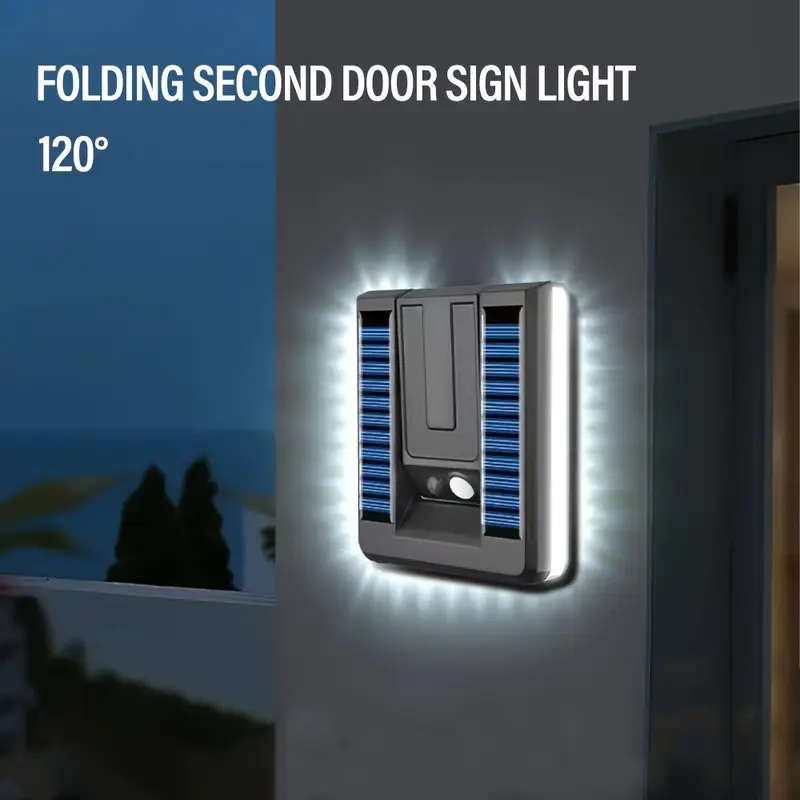 1pc Solar-Powered LED Outdoor Wall Light Wide Angle Collapsible Design for Garden Deck Garage Front