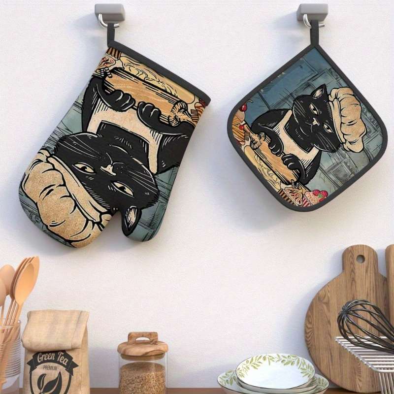2pcs 26.92x17.02 cmHeat Resistant Oven Mitts And Potholders