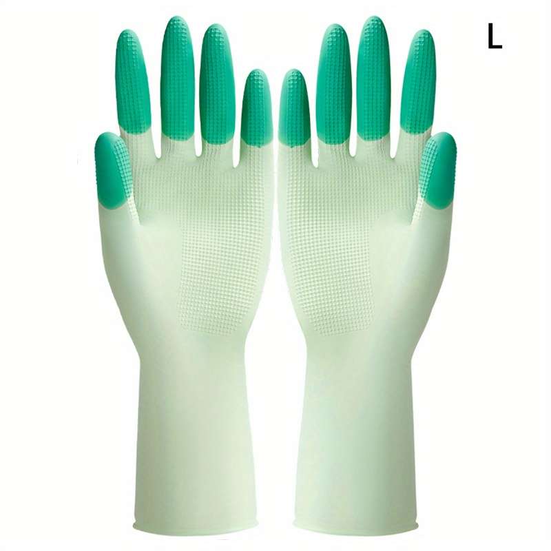 1 Pair Green Size L Household Cleaning Gloves