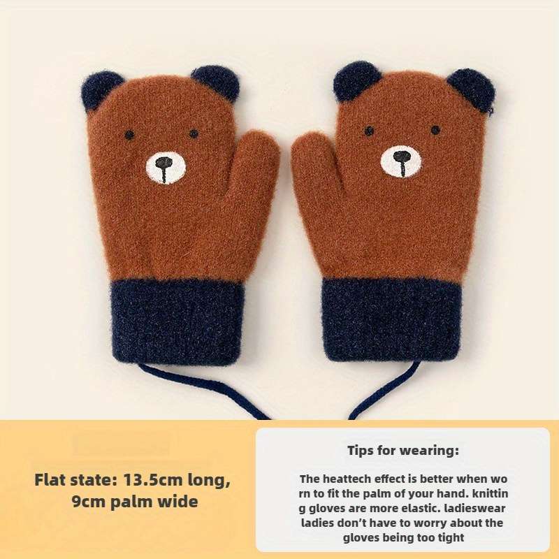 1 Pair Caramel Brown Warm Gloves