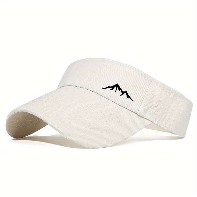 1pc Breathable Black Running Cap with Mountain Logo UV Protection Sun Hat for Outdoor Sports Ca