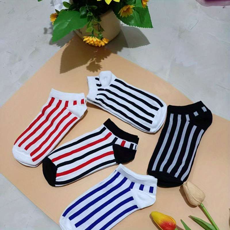 5 Pairs Of Mixed Colors One Size High Elastic Socks